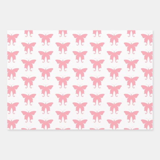 Roze botervliegen Papierbladen overvullen Inpakpapier Vel (Voorkant)