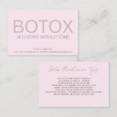Roze Botox Filler Instruction Card Visitekaartje (Voorkant / Achterkant)