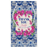 Roze Bougainvillea Blauwe Tegel Vrijgezellenfeest Klein Cadeauzakje (Achterkant)