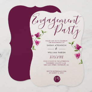 Roze Bougainvillea Flower Verloving Invitation Kaart