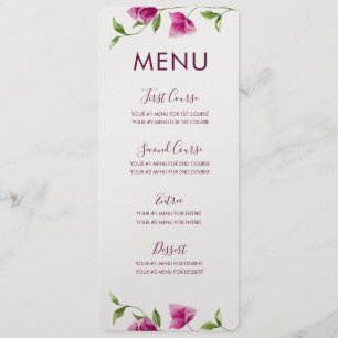 Roze Bougainvillea-menukaart Menu