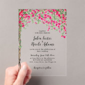 Roze Bougainvillea Tropisch Woud Huwelijk Acryl Uitnodigingen (Insitu (Draagbaar))