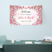 Roze Bougainvillea Tropisch Woud Huwelijk Spandoek (Beurs)