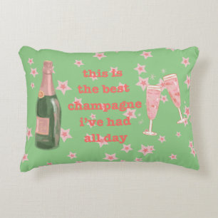 Roze Bougie Champagne fles citaat Accent Kussen