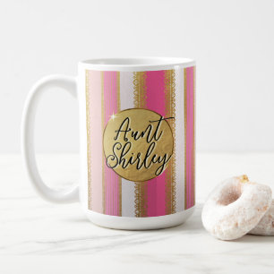 Roze Bougie Stripes gepersonaliseerde koffie Mok