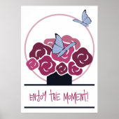 Roze Bouquet en Butterflies genieten van het momen Poster (Voorkant)