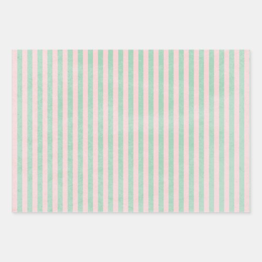 Roze Bouquet en Matching Stripes Inpakpapier Vel (Voorkant)