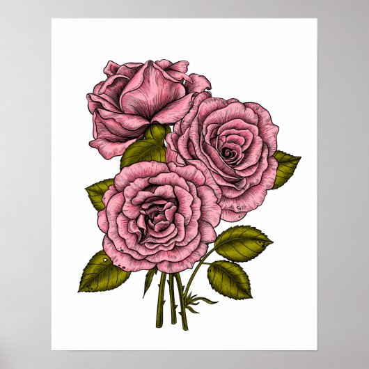 roze bouquet poster (Voorkant)
