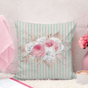 Roze Bouquet Stripes Kussen