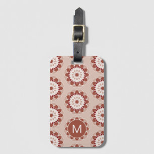 Roze Bourgogne Bloem Motief Monogram Bagagelabel