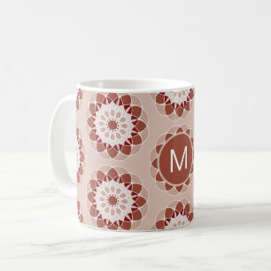 Roze Bourgogne Bloem Motief Monogram Koffiemok
