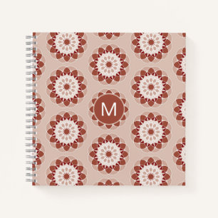 Roze Bourgogne Bloem Motief Monogram Notitieboek