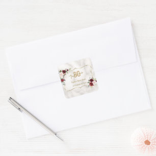 Roze Bourgogne Bloemen Goud 30 en Fabulous Verjaar Vierkante Sticker