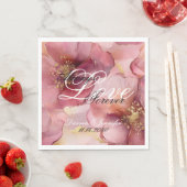 Roze Bourgogne Blush Bloemen Liefde Trouwen Servet (Insitu)