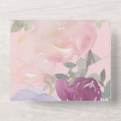 Roze Bourgogne en Blauwe Bloemenschildering All In One Uitnodiging (Achterkant)