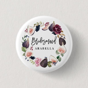 Roze, Bourgogne en vijgengridster Ronde Button 3,2 Cm