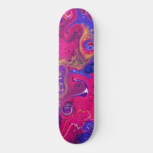 Roze, Bourgogne, Paars gedraaide marmer-fluïde kun Skateboard (Voorkant)