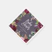 Roze, Bourgogne, + waterverf flora en script Servet (Hoek)