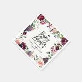 Roze, Bourgogne, + waterverf flora en script Servet (Hoek)