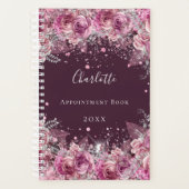 Roze Bourgondische bloemen glitter naam 2026 Planner (Voorkant)