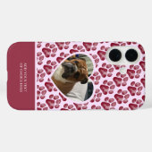 Roze Bourgondische Waterverf Paw Print Hond Foto H Case-Mate iPhone Case (Achterkant (horizontaal))