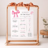 Roze Bow 1e verjaardag Milestone Board Poster