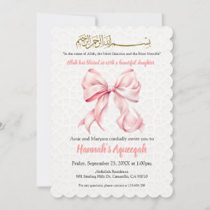 Roze Bow Aqeeqah geschulpte uitnodiging