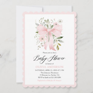 Roze Bow Baby in Bloom Bloemen Meisje Baby shower Kaart