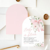 Roze Bow Baby in Bloom Bloemen Meisje Baby shower Kaart
