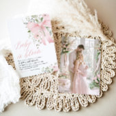 Roze Bow Baby in Bloom Bloemen Meisje Baby shower Kaart