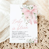 Roze Bow Baby in Bloom Bloemen Meisje Baby shower Kaart