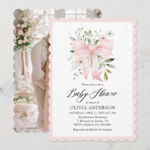 Roze Bow Baby in Bloom Bloemen Meisje Baby shower Kaart