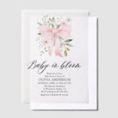Roze Bow Baby in Bloom Bloemen Meisje Baby shower Vellum Uitnodigingen (Offset)