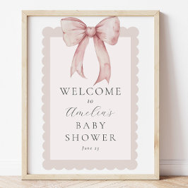 Roze Bow Baby Meisje Douche Welkom Teken Poster