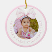 Roze Bow Baby Meisje Foto Ornament (Voorkant)