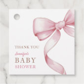 Roze Bow Baby shower Bedankjes Labels (Voorkant)