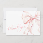 Roze Bow Baby shower Bedankkaart (Voorkant)