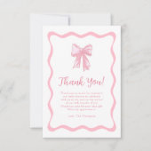 Roze Bow Baby shower Bedankkaart (Voorkant)
