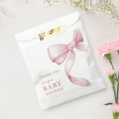 Roze Bow Baby shower Bedankzakje (Gezegeld)