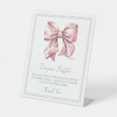Roze Bow Baby shower Behuizing Kaart Luier Raffle Reclamebord Met Voetstuk (Voorkant)