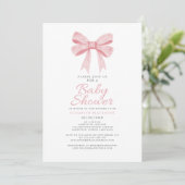 Roze Bow Baby shower Girly Coquette Gingham Check Kaart (Staand voorkant)
