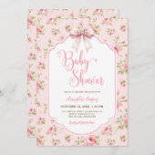 Roze Bow Baby shower Kaart (Voorkant / Achterkant)