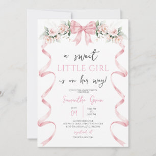 Roze Bow Baby shower Kaart