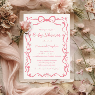 Roze Bow Baby shower Kaart