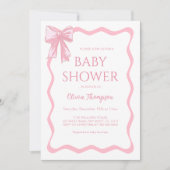 Roze Bow Baby shower Kaart (Voorkant)