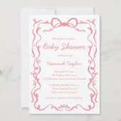 Roze Bow Baby shower Kaart (Voorkant)