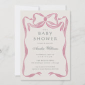 Roze Bow Baby shower Kaart (Voorkant)