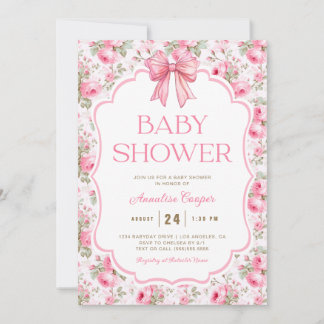Roze Bow Baby shower Kaart