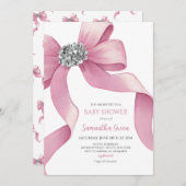 Roze Bow Baby shower Kaart (Voorkant / Achterkant)