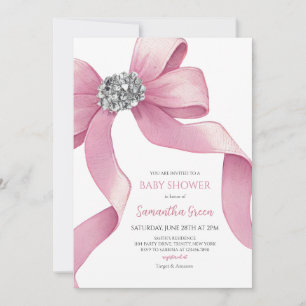 Roze Bow Baby shower Kaart